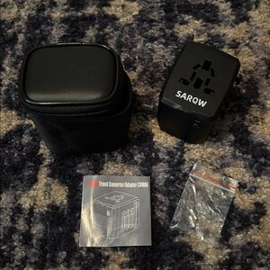 Black SARQW Travel Adapter with Case